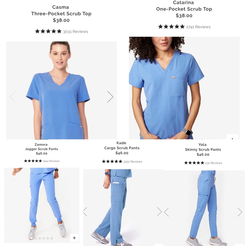 Bundle of size M ceil blue FIGS scrubs